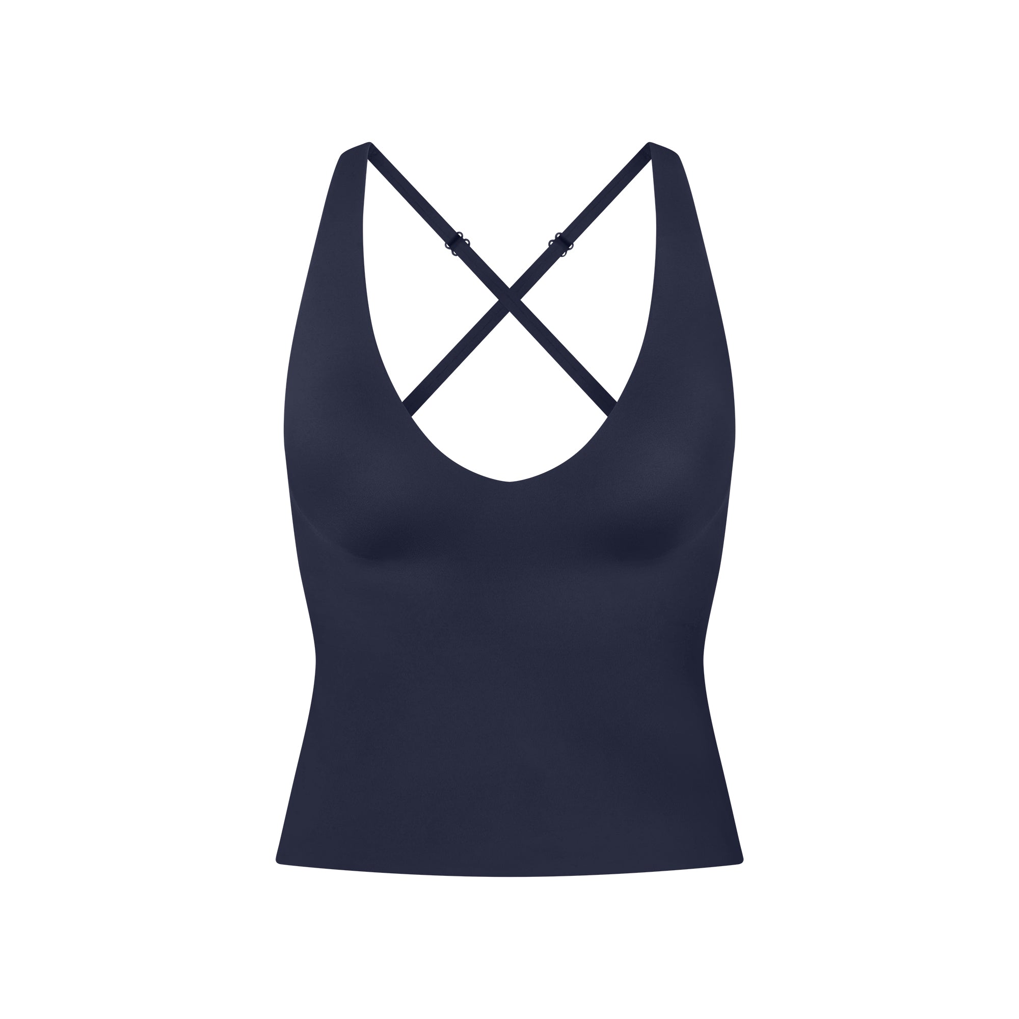 NikeSKIMS SHINE V-NECK TANK | NAVY FLAT ON A WHITE BACKGROUND | FLT