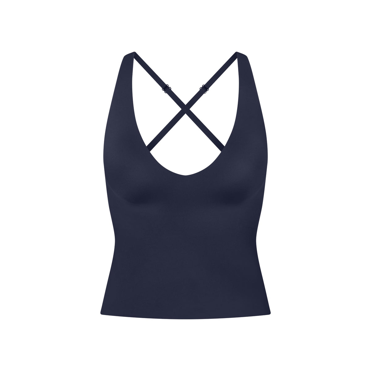 NikeSKIMS SHINE V-NECK TANK | NAVY FLAT ON A WHITE BACKGROUND | FLT