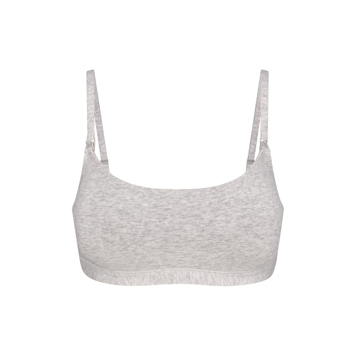 COTTON JERSEY MATERNITY NURSING SCOOP BRALETTE | LIGHT HEATHER GREY FLAT ON A WHITE BACKGROUND | FLT