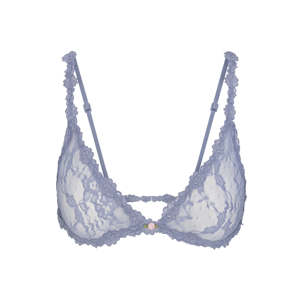 STRETCH LACE TRIANGLE BRALETTE | SLATE FLAT ON A WHITE BACKGROUND | FLT