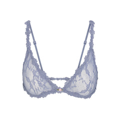 STRETCH LACE TRIANGLE BRALETTE | SLATE FLAT ON A WHITE BACKGROUND | FLT