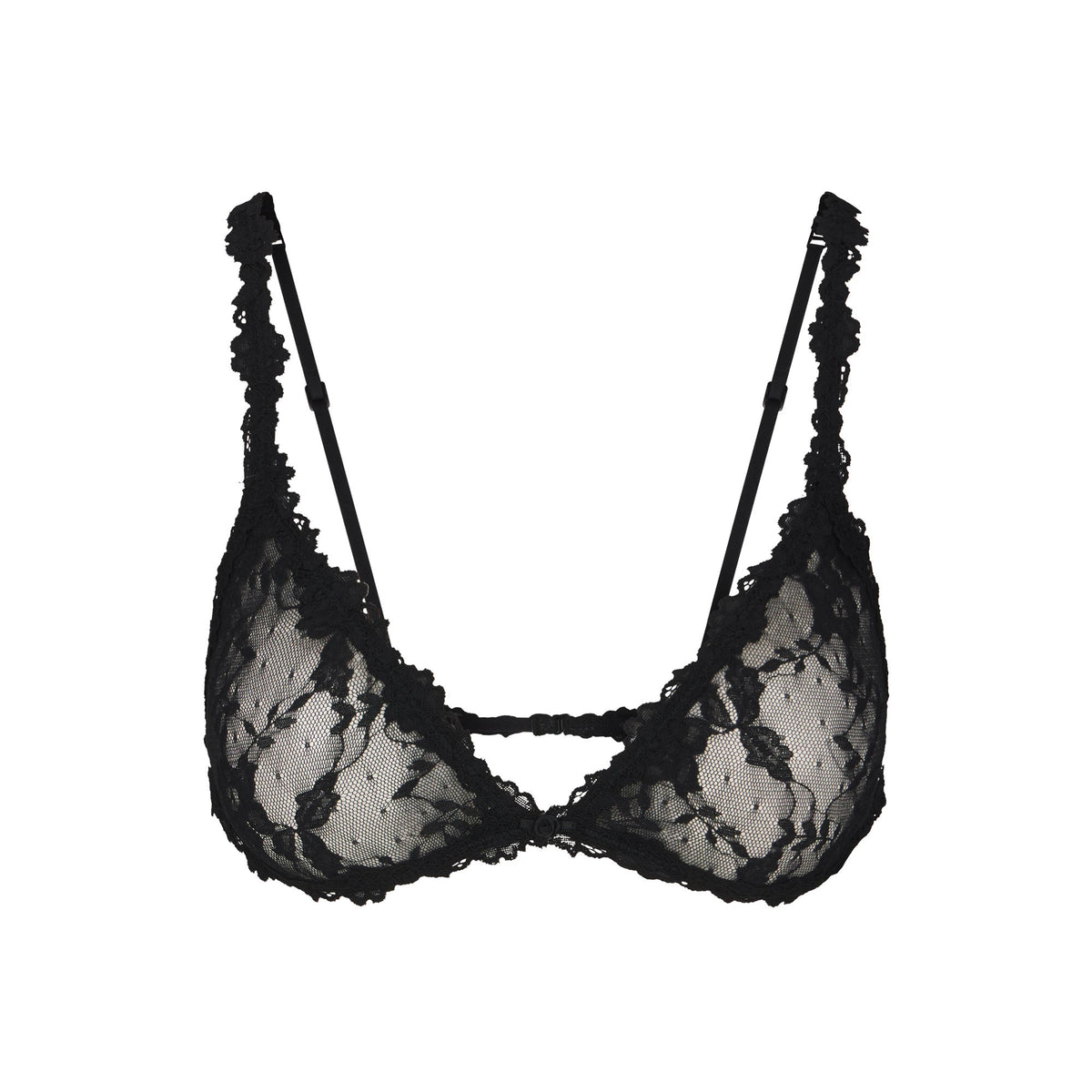STRETCH LACE TRIANGLE BRALETTE | SOOT FLAT ON A WHITE BACKGROUND | FLT