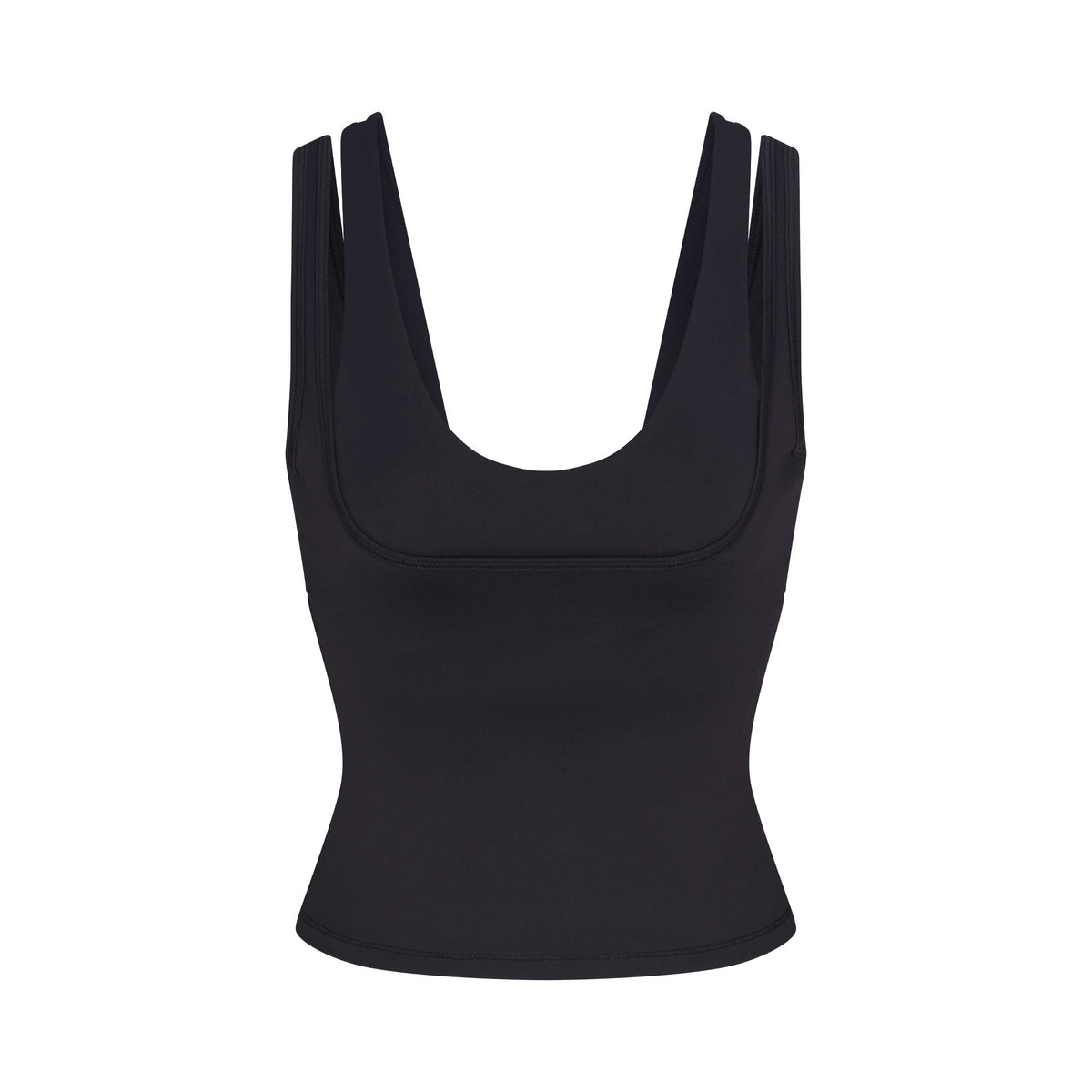 NikeSKIMS MATTE DOUBLE STRAP SCOOP TANK | OBSIDIAN FLAT ON A WHITE BACKGROUND | FLT