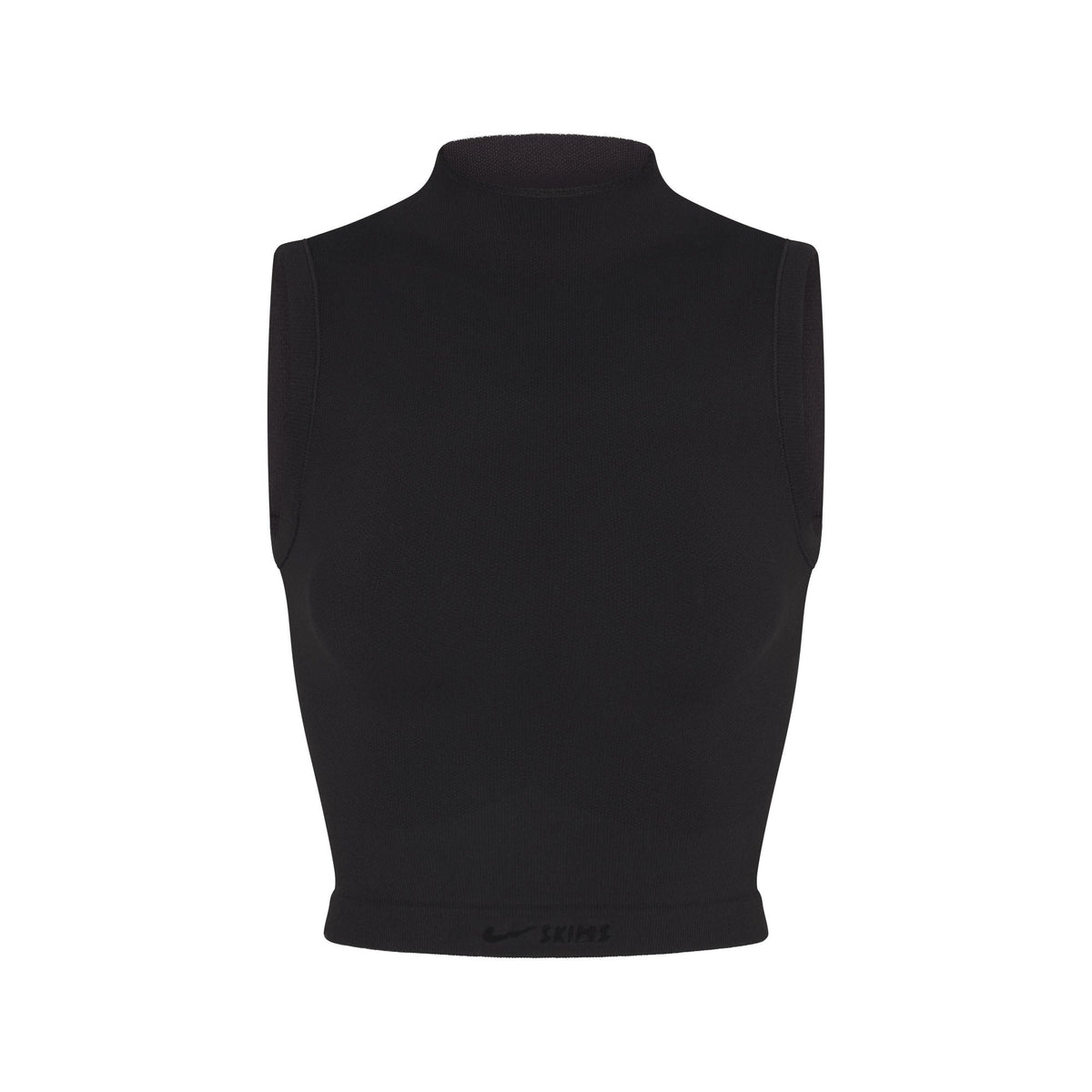 NikeSKIMS VINTAGE SEAMLESS MOCK NECK BRA TOP | OBSIDIAN FLAT ON A WHITE BACKGROUND | FLT