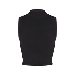 NikeSKIMS VINTAGE SEAMLESS MOCK NECK BRA TOP | OBSIDIAN FLAT ON A WHITE BACKGROUND | FLT