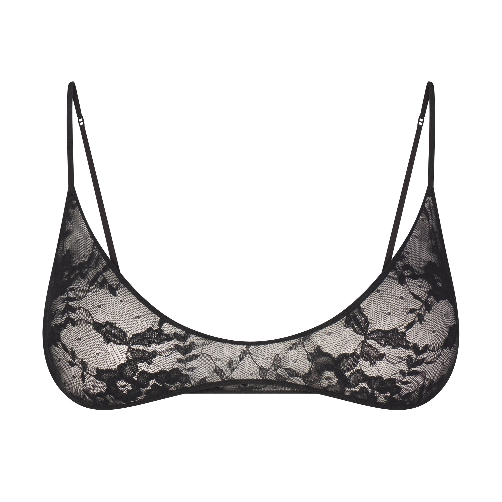 STRETCH LACE SKIMPY SCOOP BRALETTE | SOOT FLAT ON A WHITE BACKGROUND | FLT
