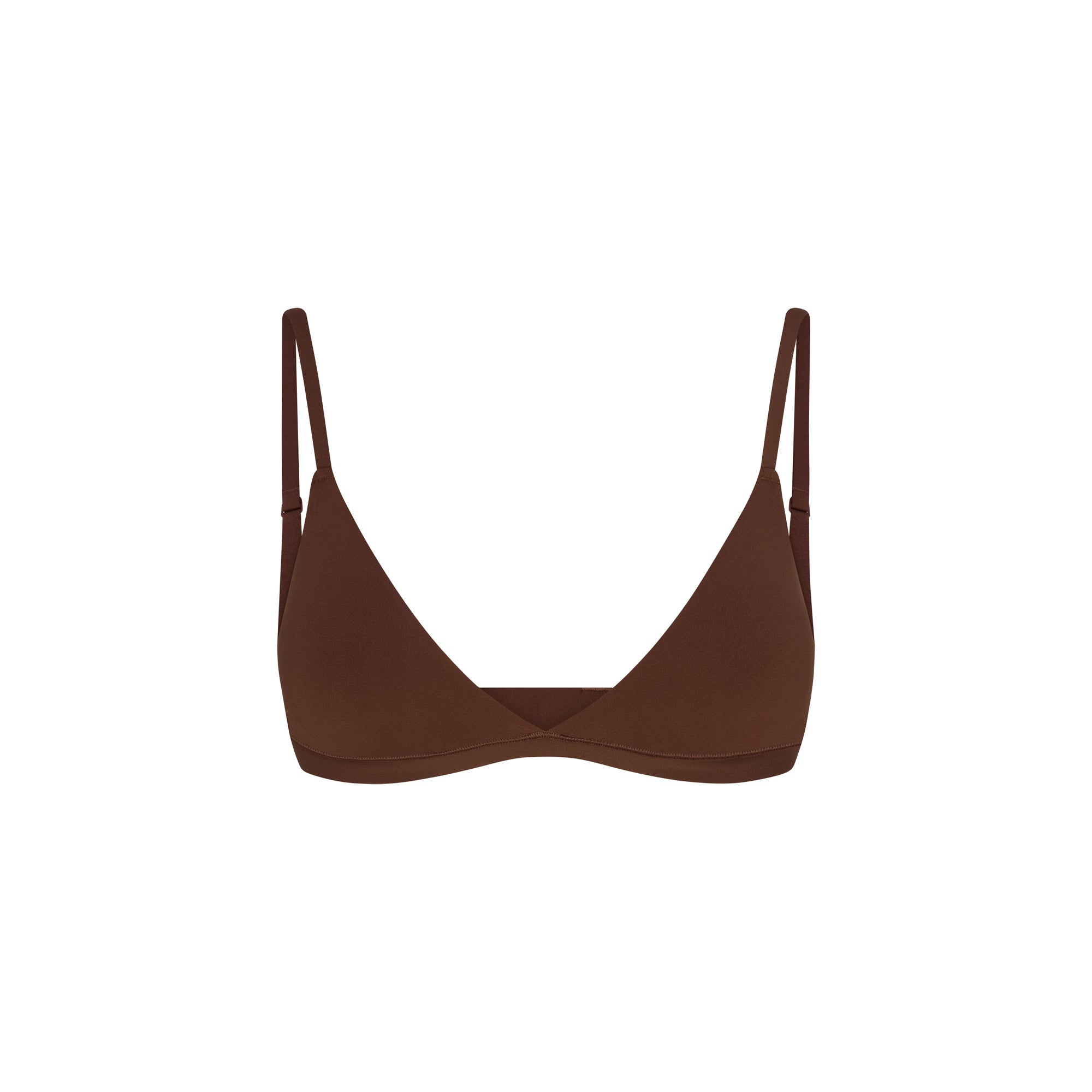 FITS EVERYBODY MASTECTOMY TRIANGLE BRALETTE | COCOA FLAT ON A WHITE BACKGROUND | @ | FOCUS: 0.9, 0.1, 0.7
