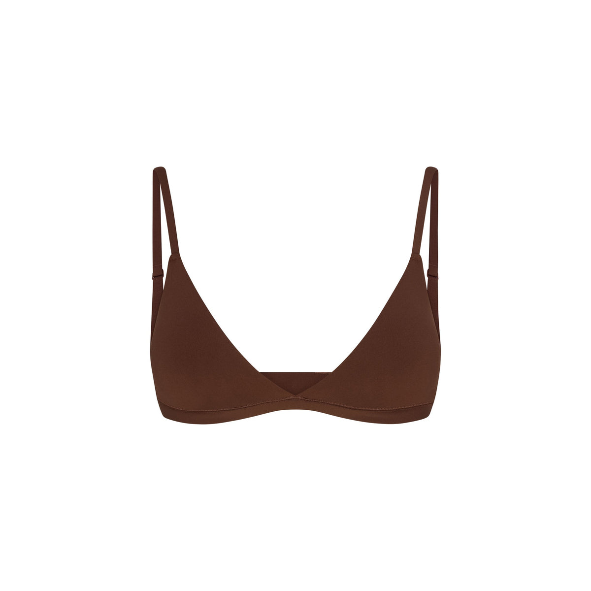 FITS EVERYBODY MASTECTOMY TRIANGLE BRALETTE | COCOA FLAT ON A WHITE BACKGROUND | @ | FOCUS: 0.9, 0.1, 0.7