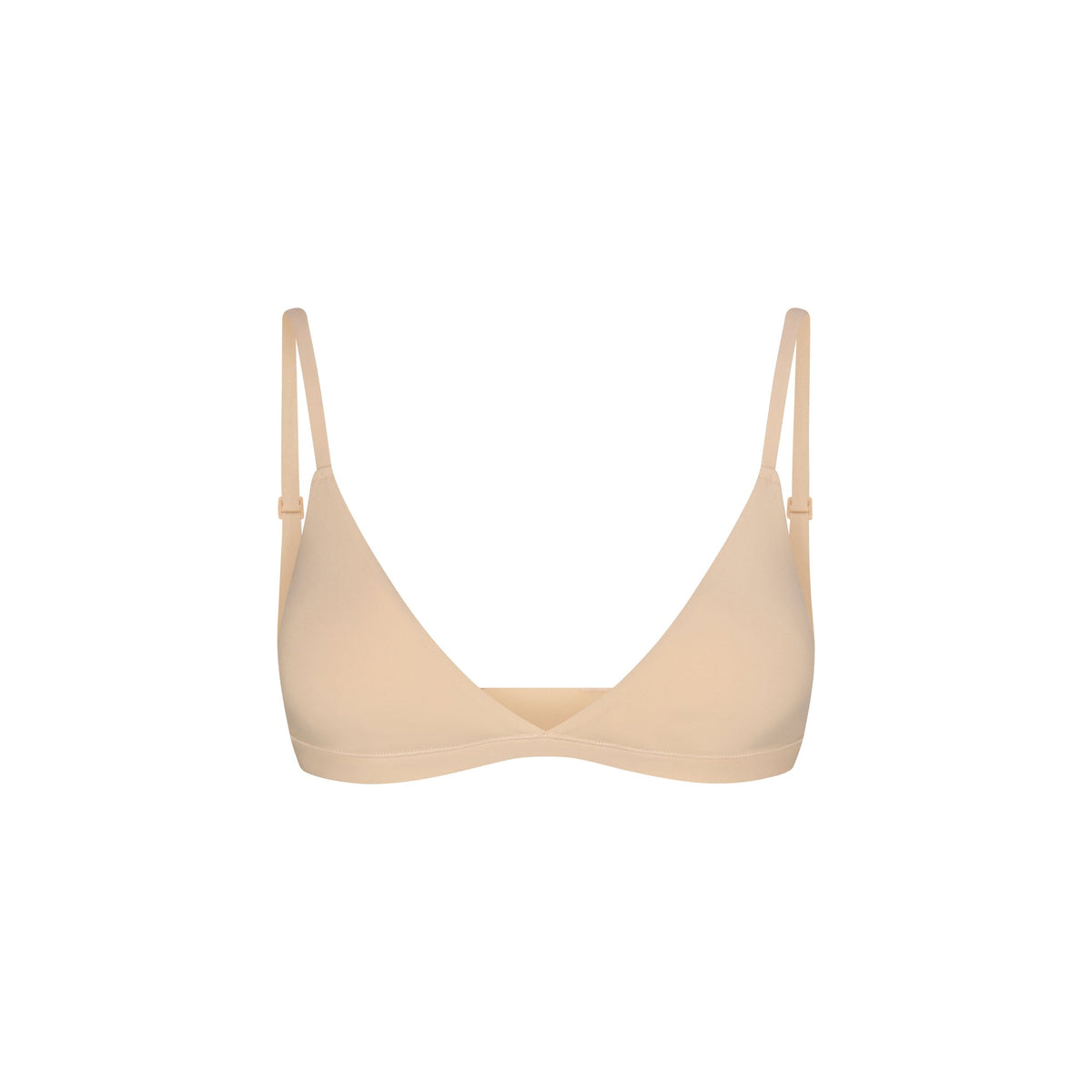 FITS EVERYBODY MASTECTOMY TRIANGLE BRALETTE | SAND FLAT ON A WHITE BACKGROUND | @ | FOCUS: 0.9, 0.1, 0.7
