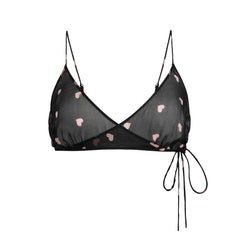 SKIMS ROMANCE SKIMPY WRAP BRALETTE | OBSIDIAN SPACED HEARTS FLAT ON A WHITE BACKGROUND | FLT
