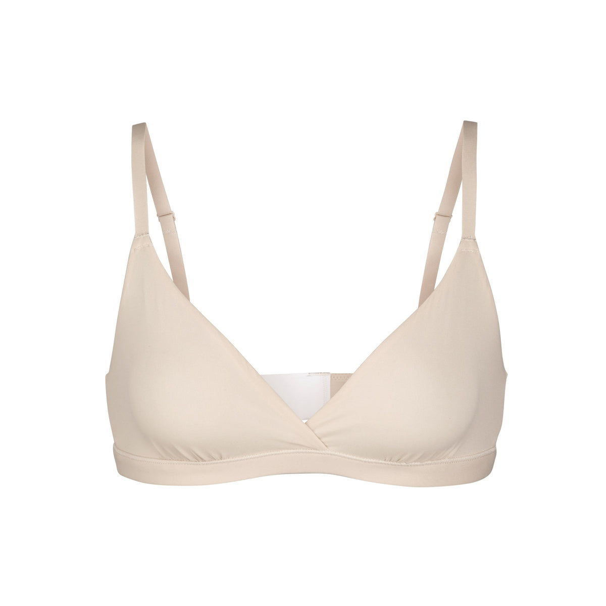 FITS EVERYBODY CROSSOVER BRALETTE | SAND (TRIANGLE BRALETTES) LAYS FLAT ON A WHITE BACKGROUND | FLT