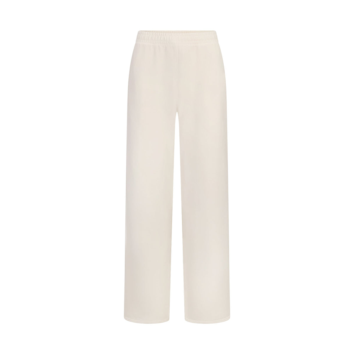 FRENCH TERRY STRAIGHT LEG PANT | ECRU LAYS FLAT ON A WHITE BACKGROUND | FLT