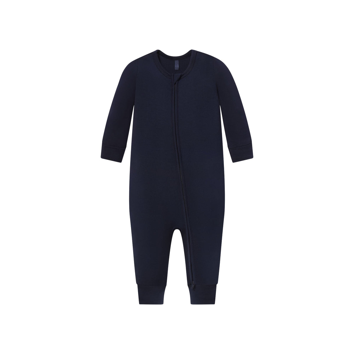 SKIMS SLEEP BABY ONESIE | NAVY FLAT ON A WHITE BACKGROUND @ | FOCUS: 0.0, 1.0, 0.9