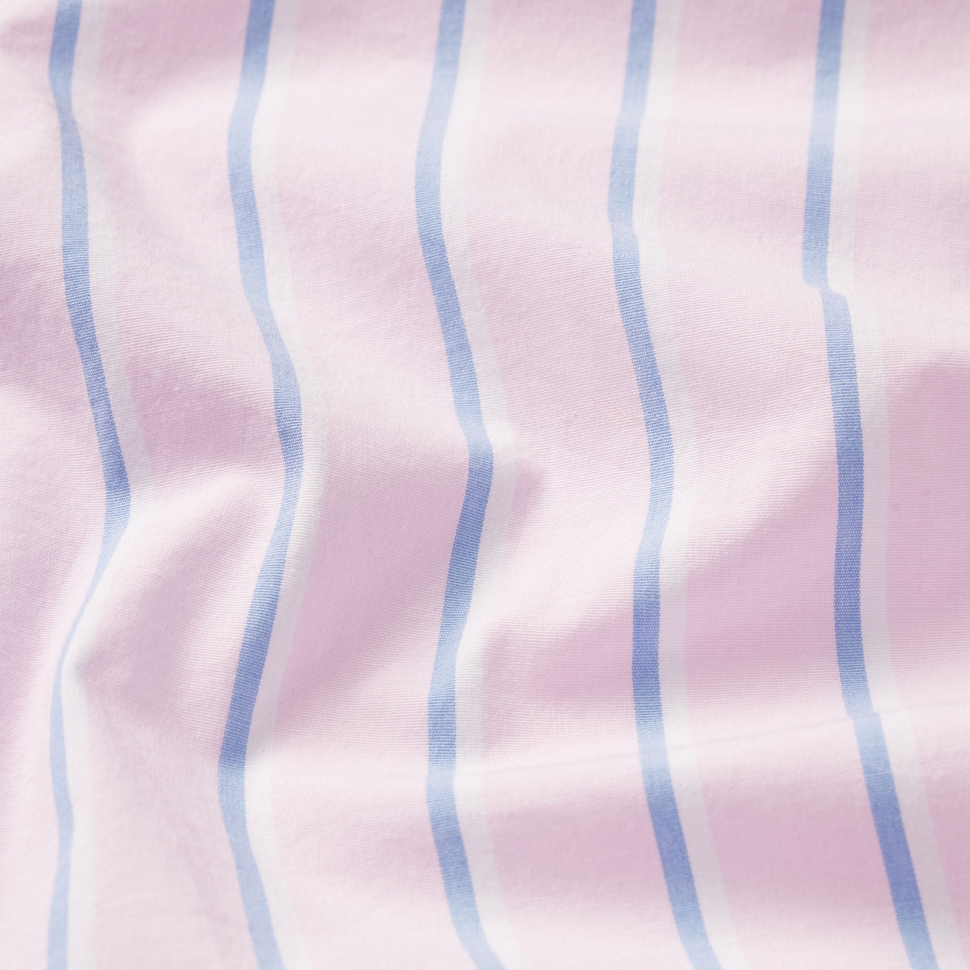 COTTON POPLIN SHRUNKEN BUTTON UP SHIRT | PINK TULLE WIDE STRIPE & LAYS FLAT ON A WHITE BACKGROUND | FLT