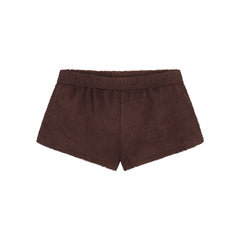 TERRY COVER-UPS FOLDOVER SHORT | DARK SEPIA LAYS FLAT ON A WHITE BACKGROUND | FLT
