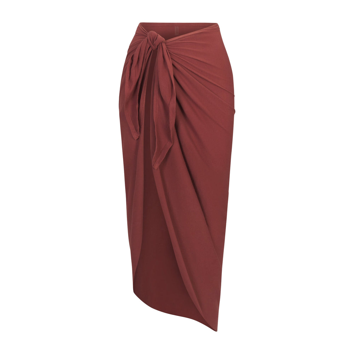 COTTON JERSEY COVER-UPS TIE SARONG | HENNA LAYS FLAT ON A WHITE BACKGROUND | FLT