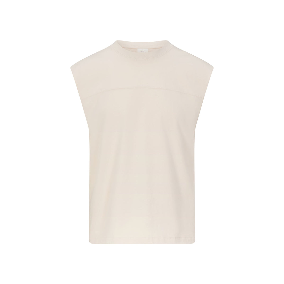 HEAVYWEIGHT COTTON MENS CROPPED TANK | BUFF FLAT ON A WHITE BACKGROUND | FLT