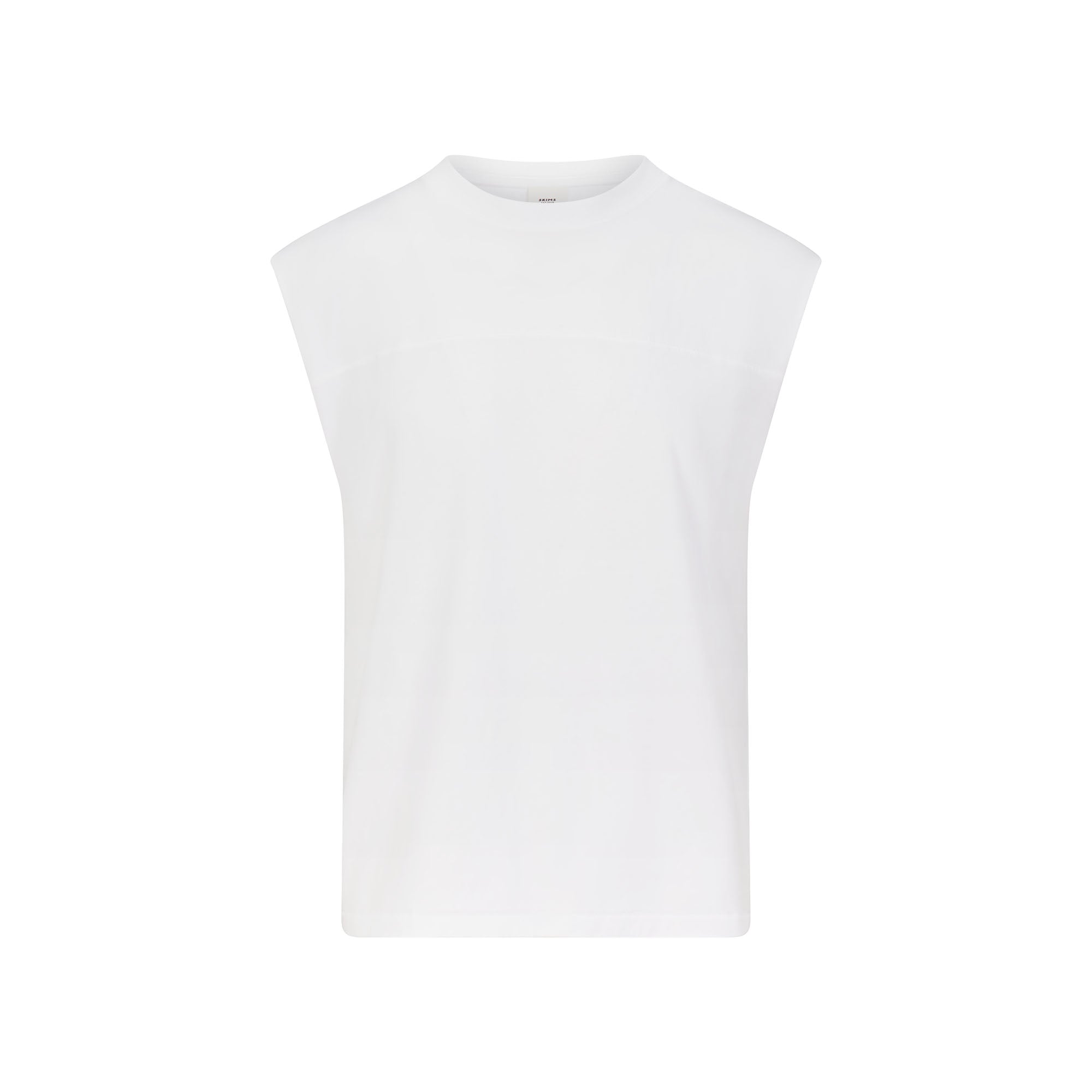 HEAVYWEIGHT COTTON MENS CROPPED TANK | CHALK FLAT ON A WHITE BACKGROUND