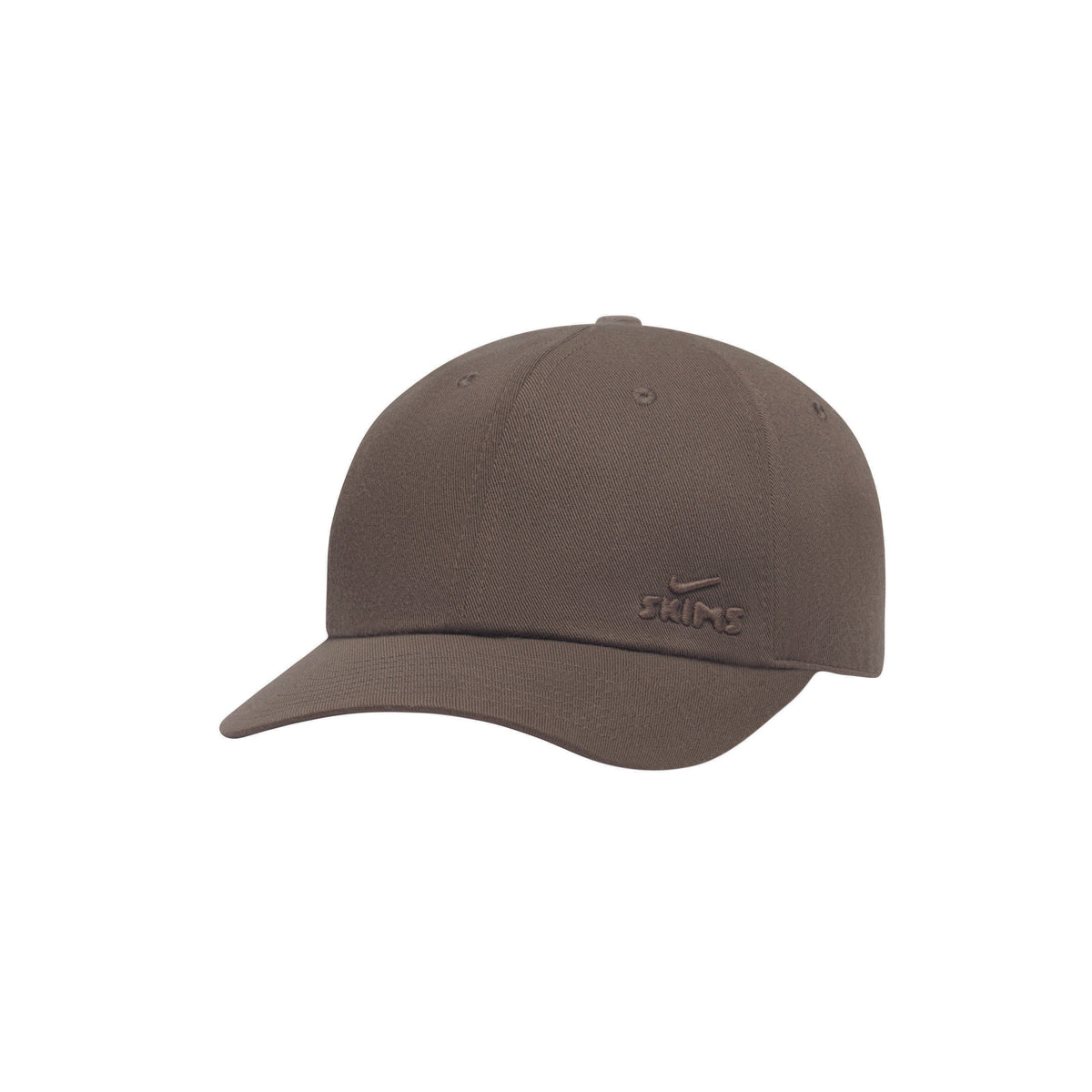 NikeSKIMS ACCESSORIES CLUB CAP | DARK SEPIA LAYS FLAT ON A WHITE BACKGROUND