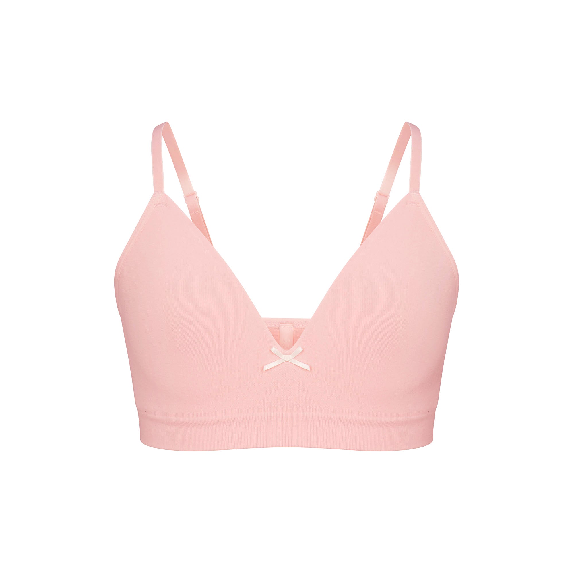 COTTON SEAMLESS GIRLS BRA 2-PACK | MARBLE AND BALLET FLAT ON A WHITE BACKGROUND @ | FLT