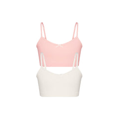 COTTON SEAMLESS GIRLS BRALETTE 2-PACK | MARBLE AND BALLET FLAT ON A WHITE BACKGROUND @ | FLT