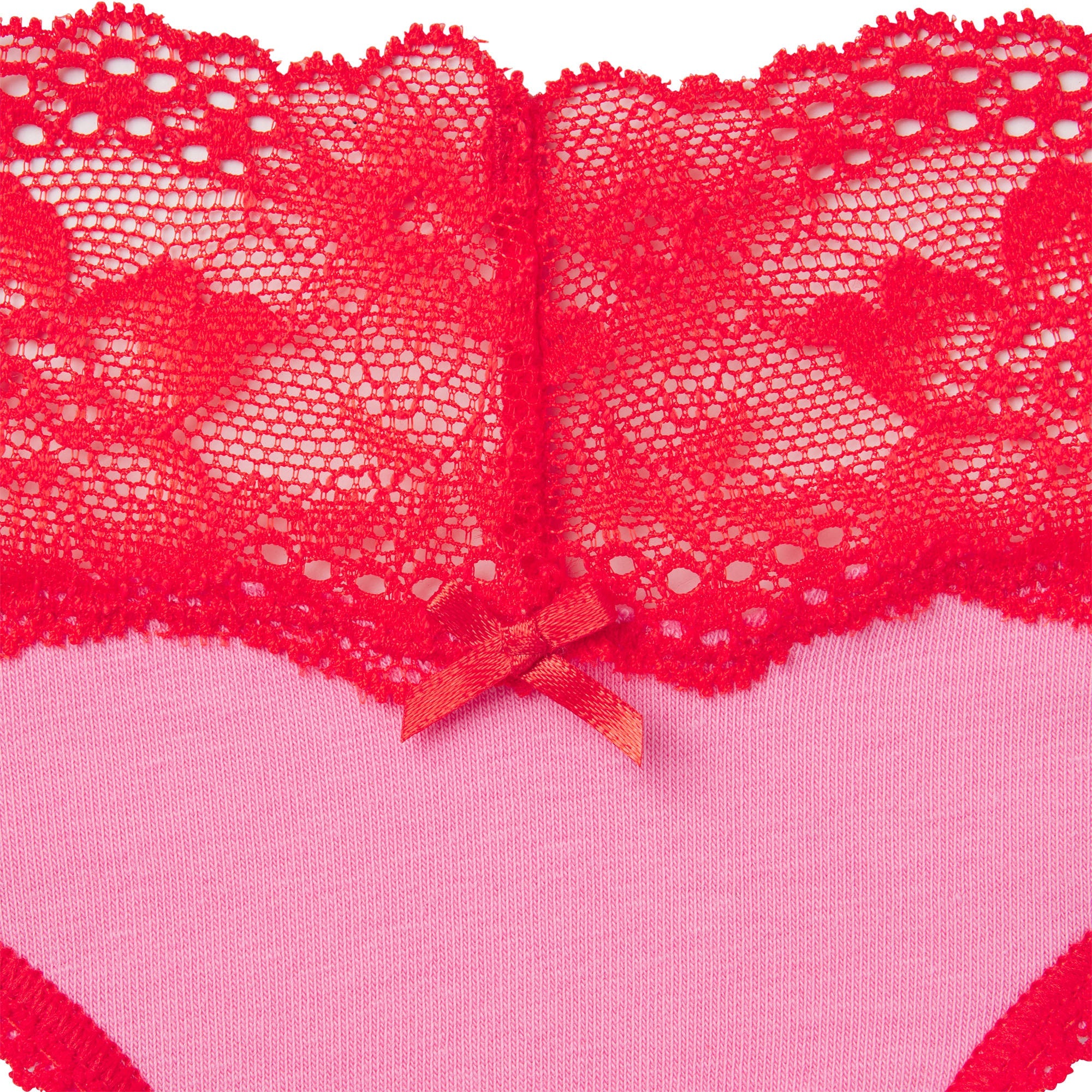 LIGHTWEIGHT COTTON LACE WIDE THONG | CARNATION CONTRAST ADDITIONAL FABRIC DETAILS