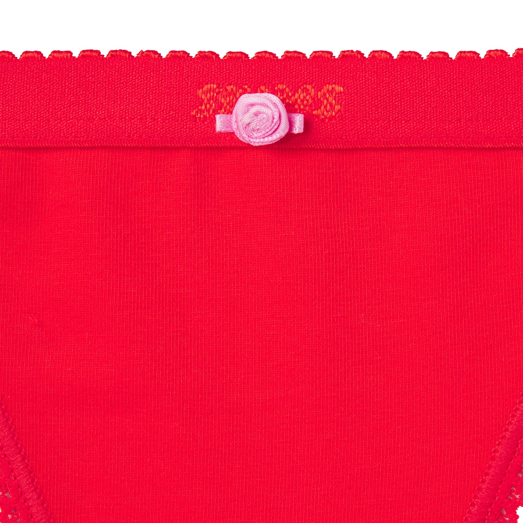 LIGHTWEIGHT COTTON LOGO PICOT STRING BIKINI | RUBY TONAL ADDITIONAL FABRIC DETAILS