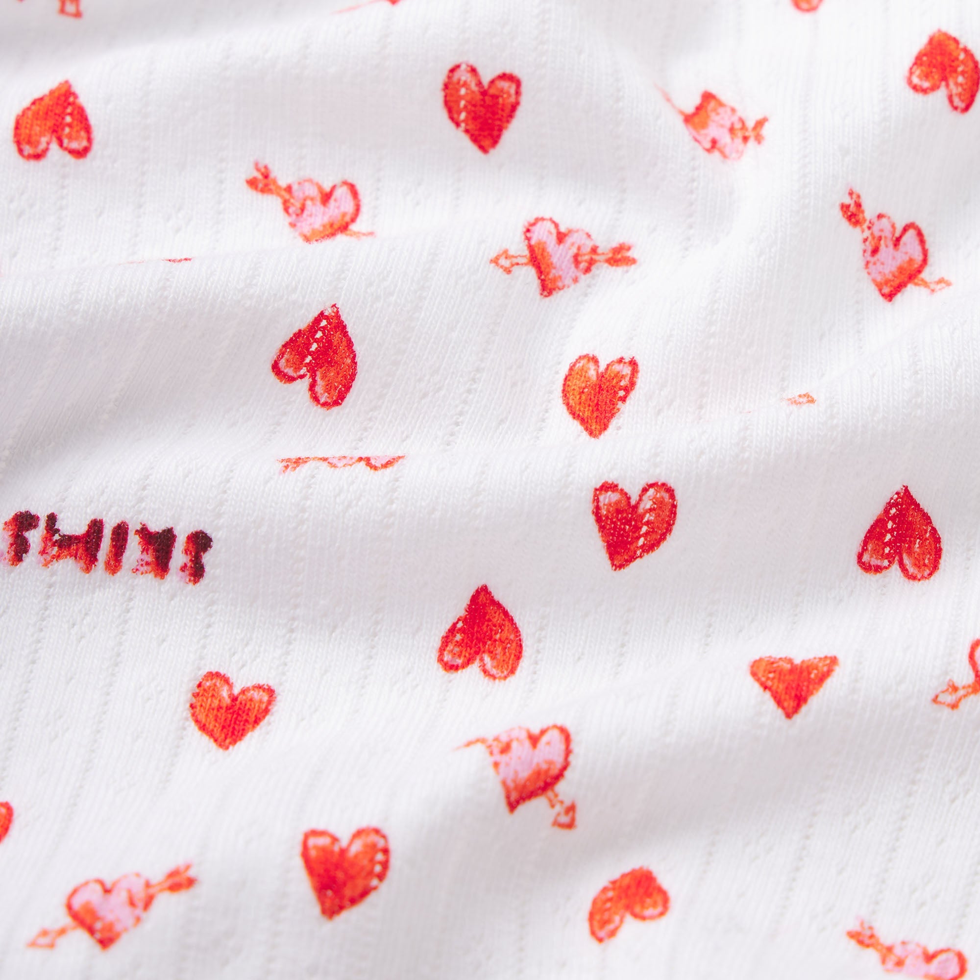 LIGHTWEIGHT COTTON POINTELLE SCOOP BRALETTE | SNOW ARROWED HEARTS ADDITIONAL FABRIC DETAILS