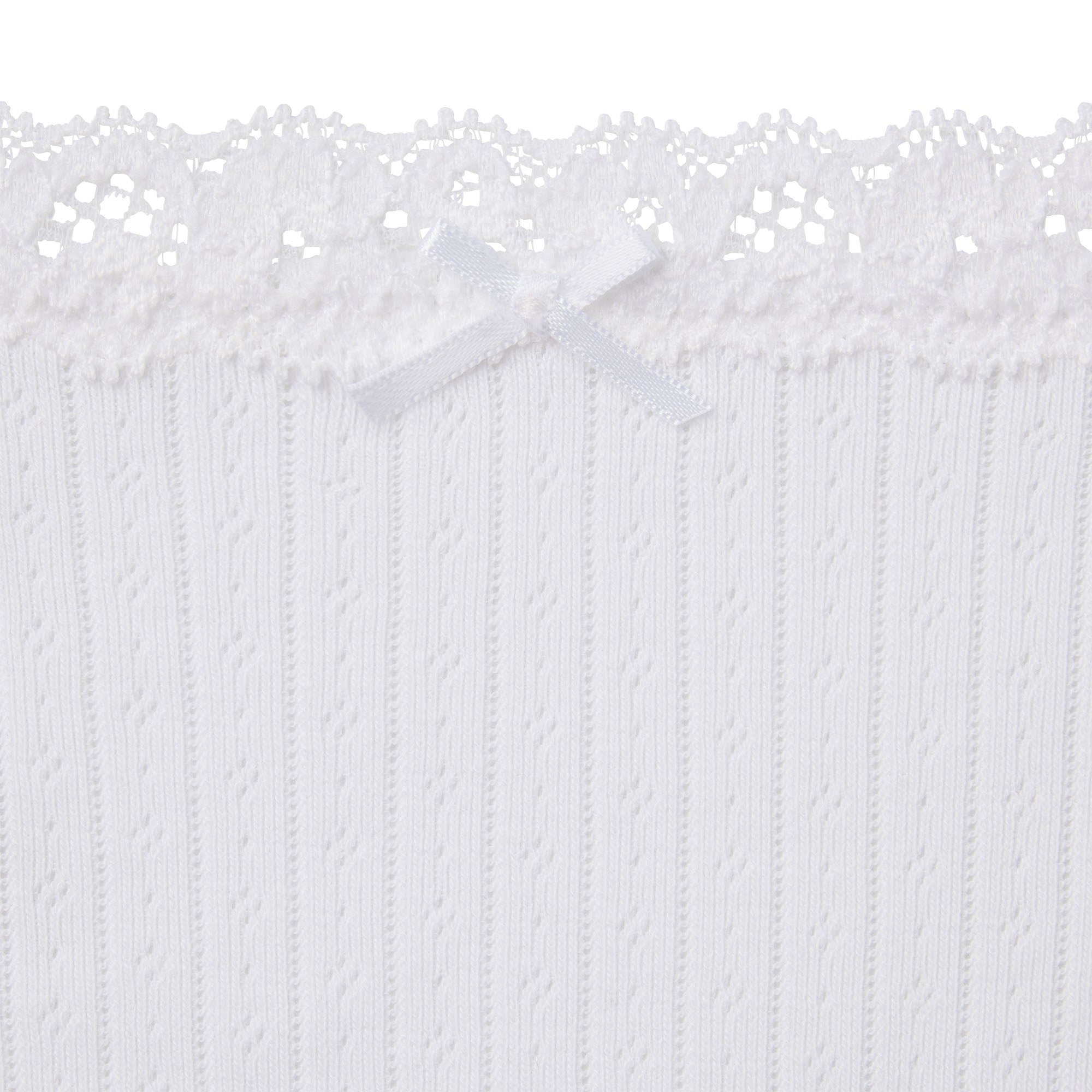 LIGHTWEIGHT COTTON POINTELLE LACE STRING THONG | SNOW ADDITIONAL FABRIC DETAILS