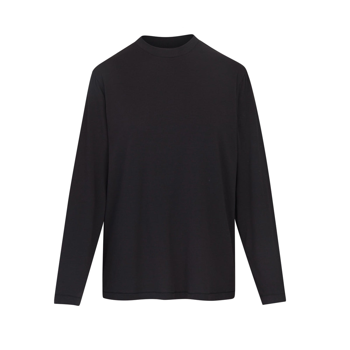 BOYFRIEND LONG SLEEVE T-SHIRT | ONYX (LONG SLEEVE T-SHIRTS, TOPS) LAYS FLAT ON A WHITE BACKGROUND | FLT