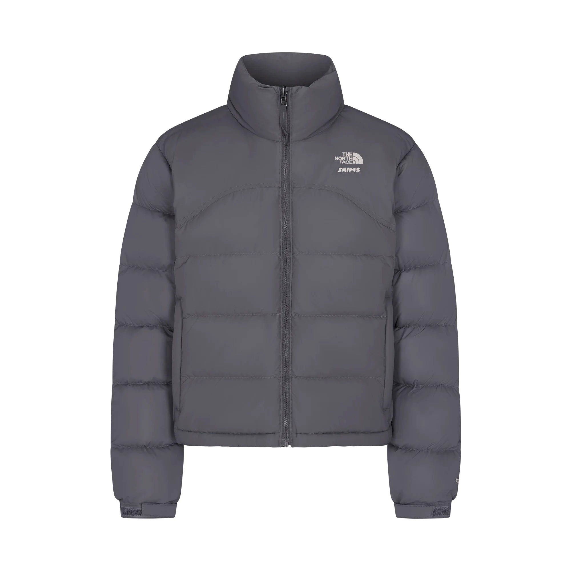 THE NORTH FACE X SKIMS 2000 RETRO NUPTSE JACKET | GUNMETAL FLAT ON A WHITE BACKGROUND | FLT
