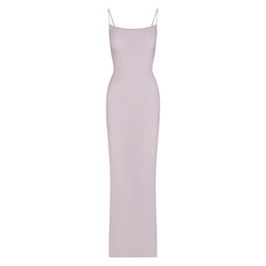 SOFT LOUNGE LONG SLIP DRESS | IRIS MICA FLAT ON A WHITE BACKGROUND | FLT