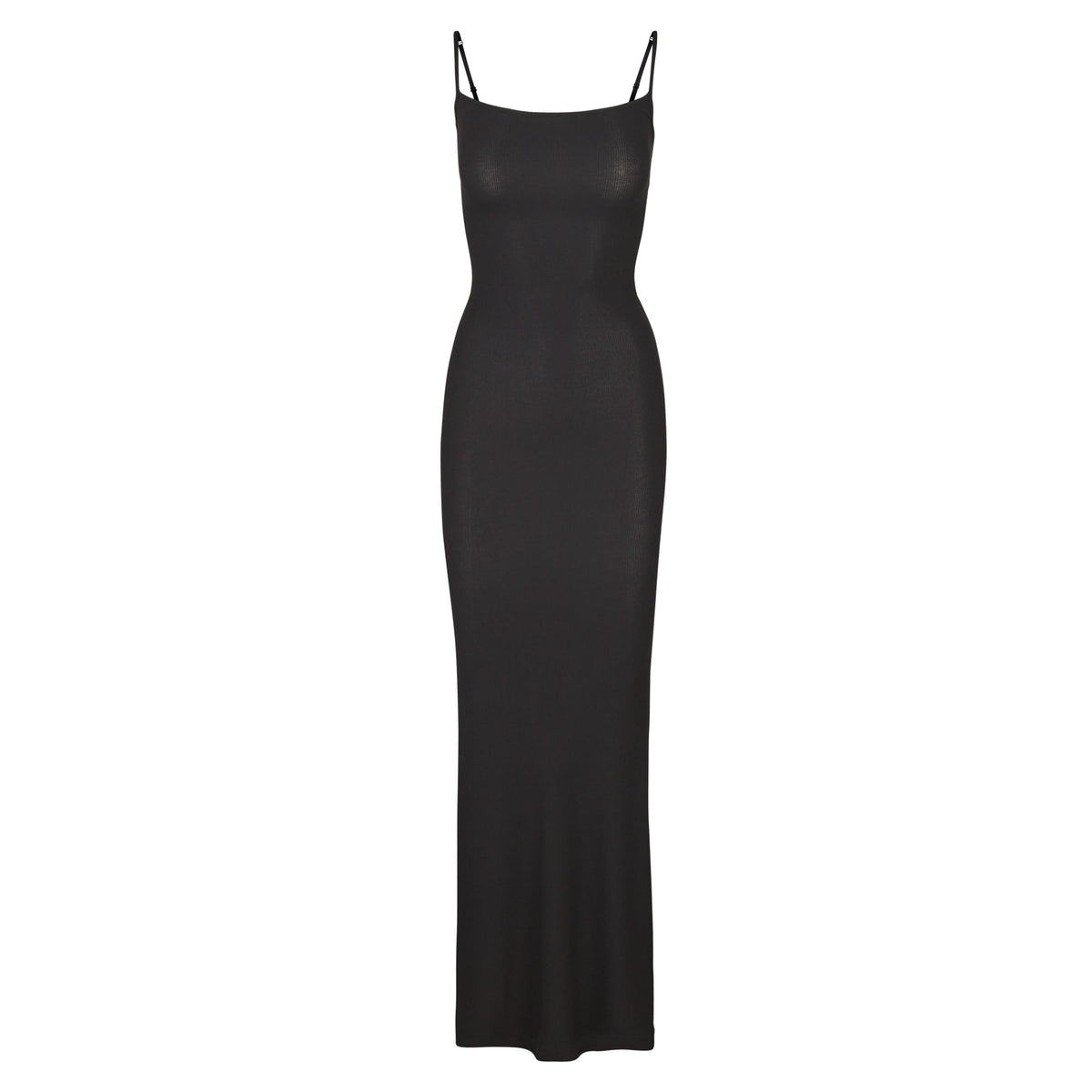 SOFT LOUNGE LONG SLIP DRESS | ONYX LAYS FLAT ON A WHITE BACKGROUND | FLT