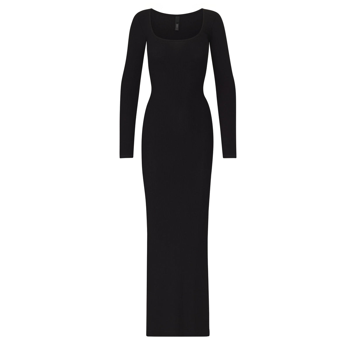 SOFT LOUNGE LONG SLEEVE DRESS | ONYX LAYS FLAT ON A WHITE BACKGROUND | FLT