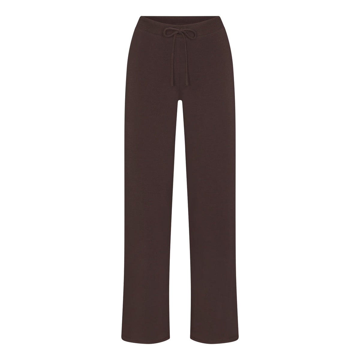 COTTON JERSEY STRAIGHT LEG PANT | ESPRESSO FLAT ON A WHITE BACKGROUND | FLT