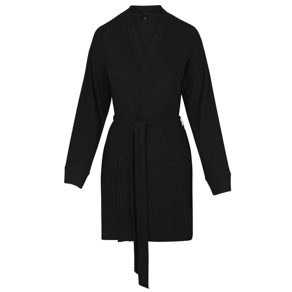 SOFT LOUNGE ROBE | ONYX (SHORT ROBES) LAYS FLAT ON A WHITE BACKGROUND | FLT