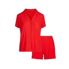 SOFT LOUNGE SHORT SLEEP SET | CHERRY FLAT ON A WHITE BACKGROUND | FLT