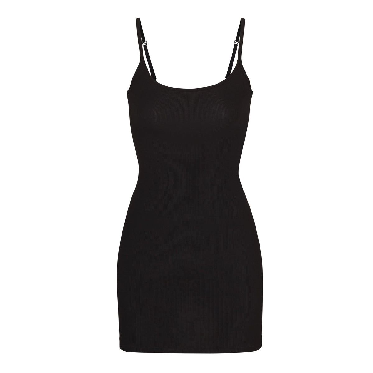 SOFT LOUNGE SLIP DRESS | ONYX LAYS FLAT ON A WHITE BACKGROUND | FLT