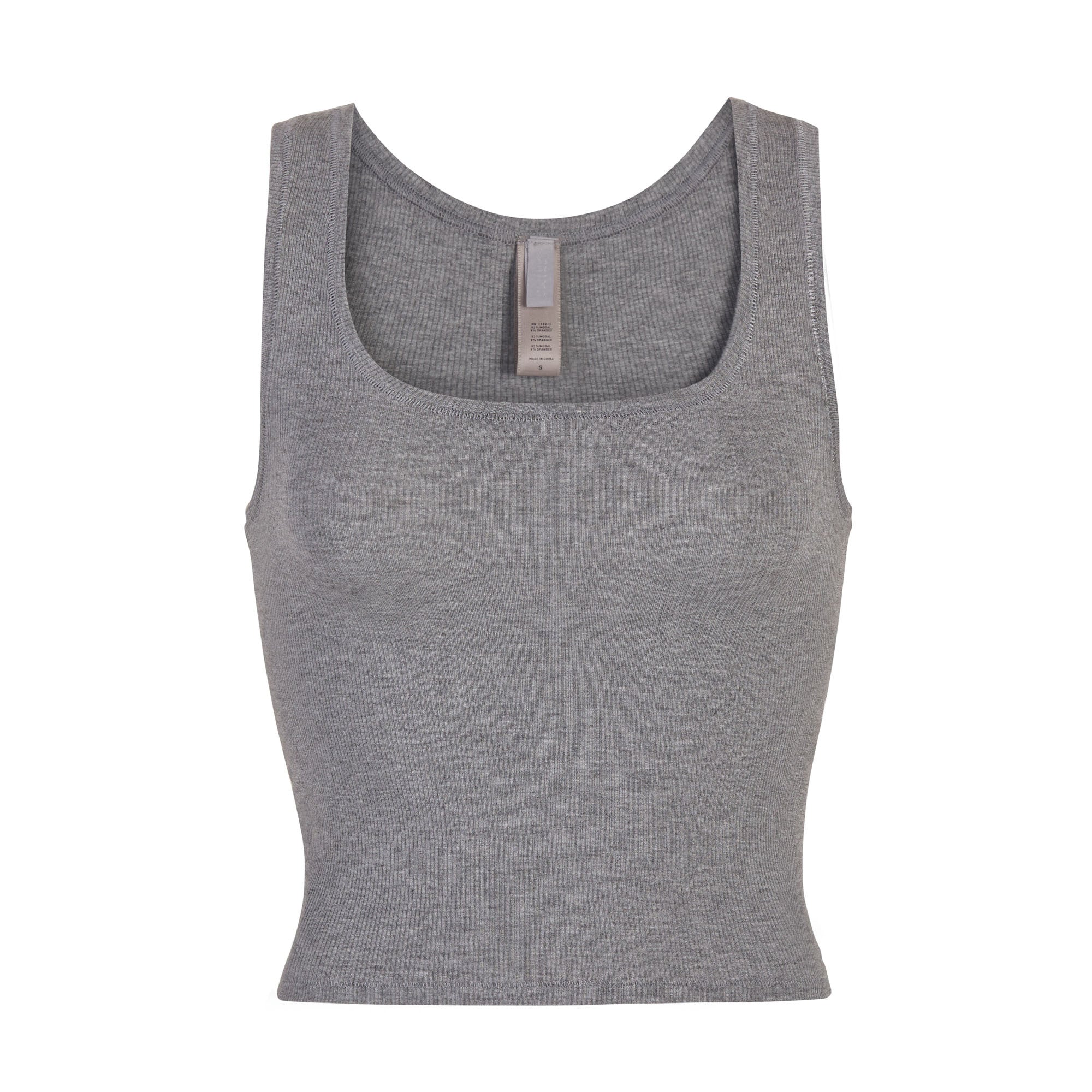 SOFT LOUNGE TANK | HEATHER GREY (TANKS, TOPS) LAYS FLAT ON A WHITE BACKGROUND | FLT