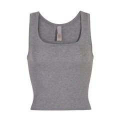 SOFT LOUNGE TANK | HEATHER GREY (TANKS, TOPS) LAYS FLAT ON A WHITE BACKGROUND | FLT