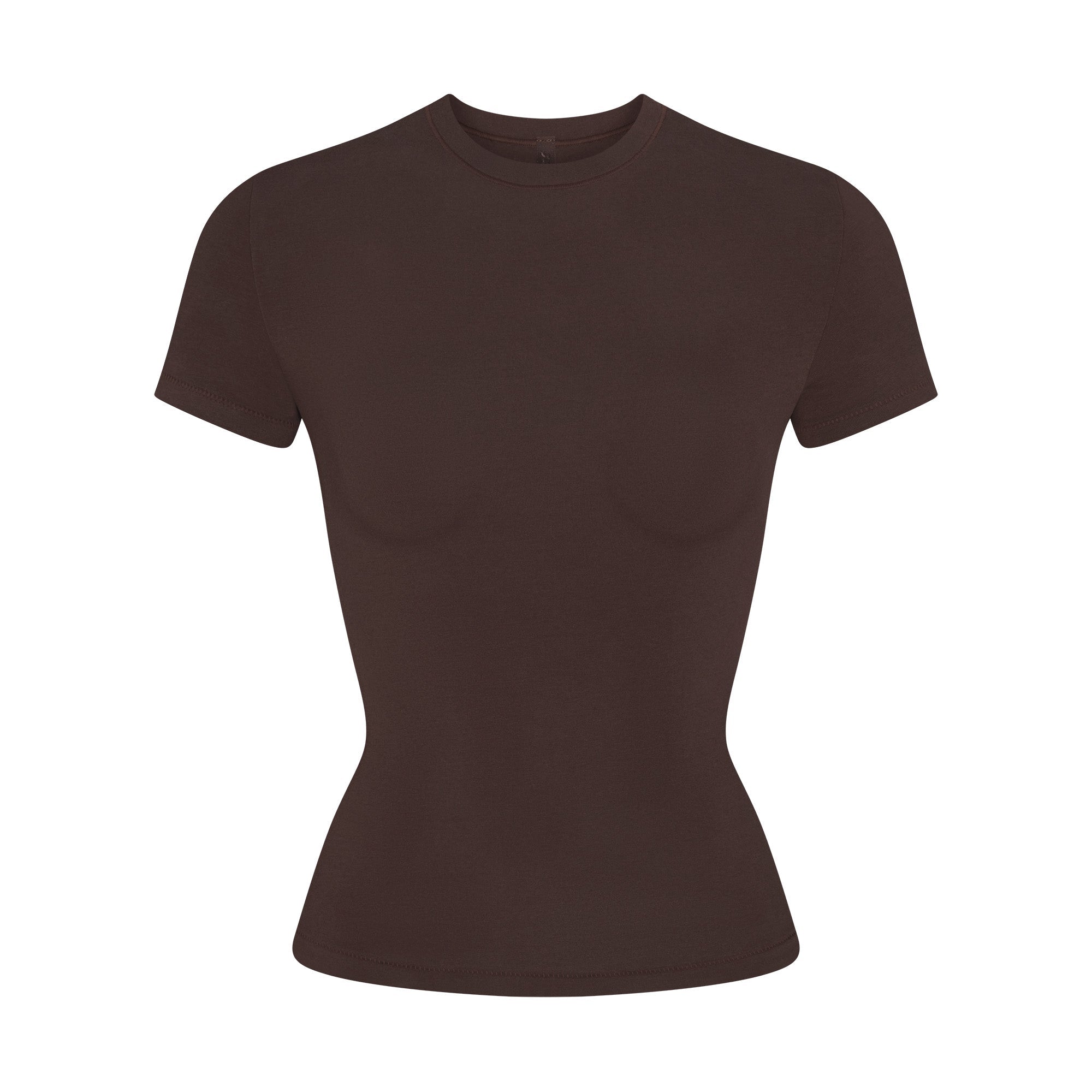COTTON JERSEY T-SHIRT | ESPRESSO FLAT ON A WHITE BACKGROUND | FLT