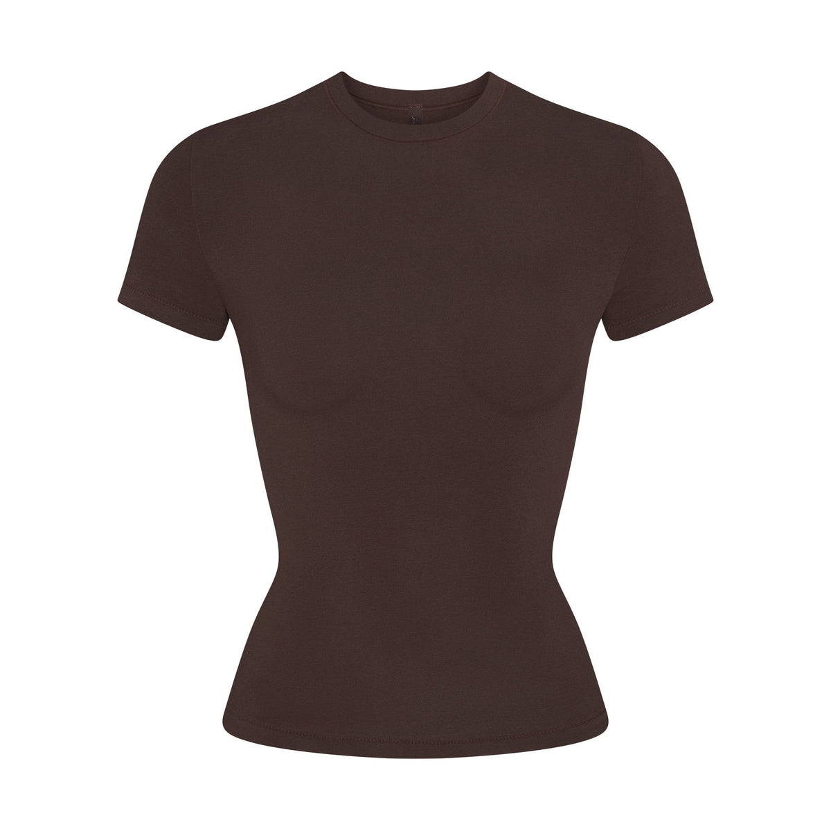 COTTON JERSEY T-SHIRT | ESPRESSO FLAT ON A WHITE BACKGROUND | FLT