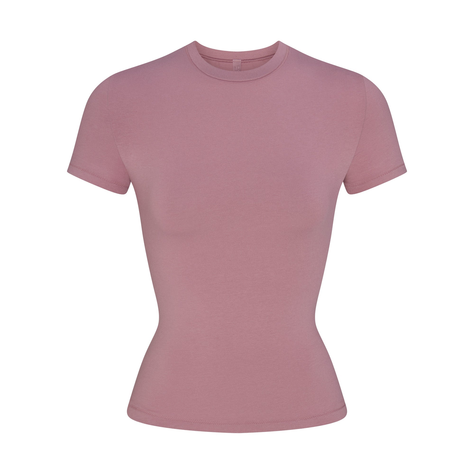 COTTON JERSEY T-SHIRT | MUTED MAUVE FLAT ON A WHITE BACKGROUND | FLT