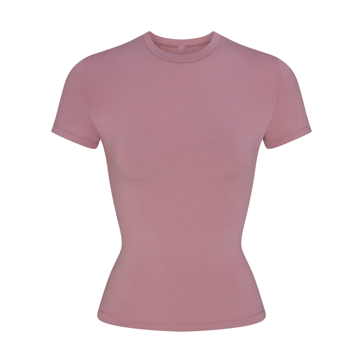 COTTON JERSEY T-SHIRT | MUTED MAUVE FLAT ON A WHITE BACKGROUND | FLT