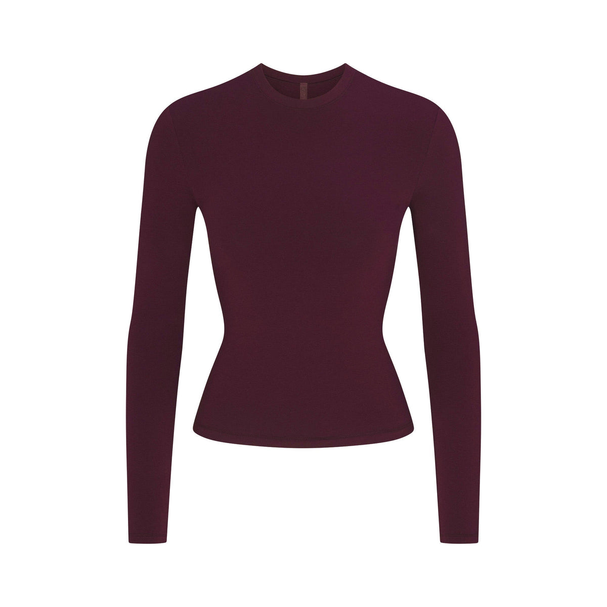 COTTON JERSEY LONG SLEEVE T-SHIRT | CURRANT FLAT ON A WHITE BACKGROUND | FLT
