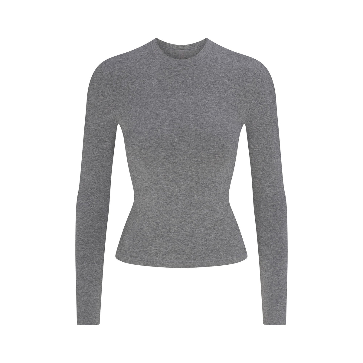 COTTON JERSEY LONG SLEEVE T-SHIRT | DARK HEATHER GREY FLAT ON A WHITE BACKGROUND | FLT