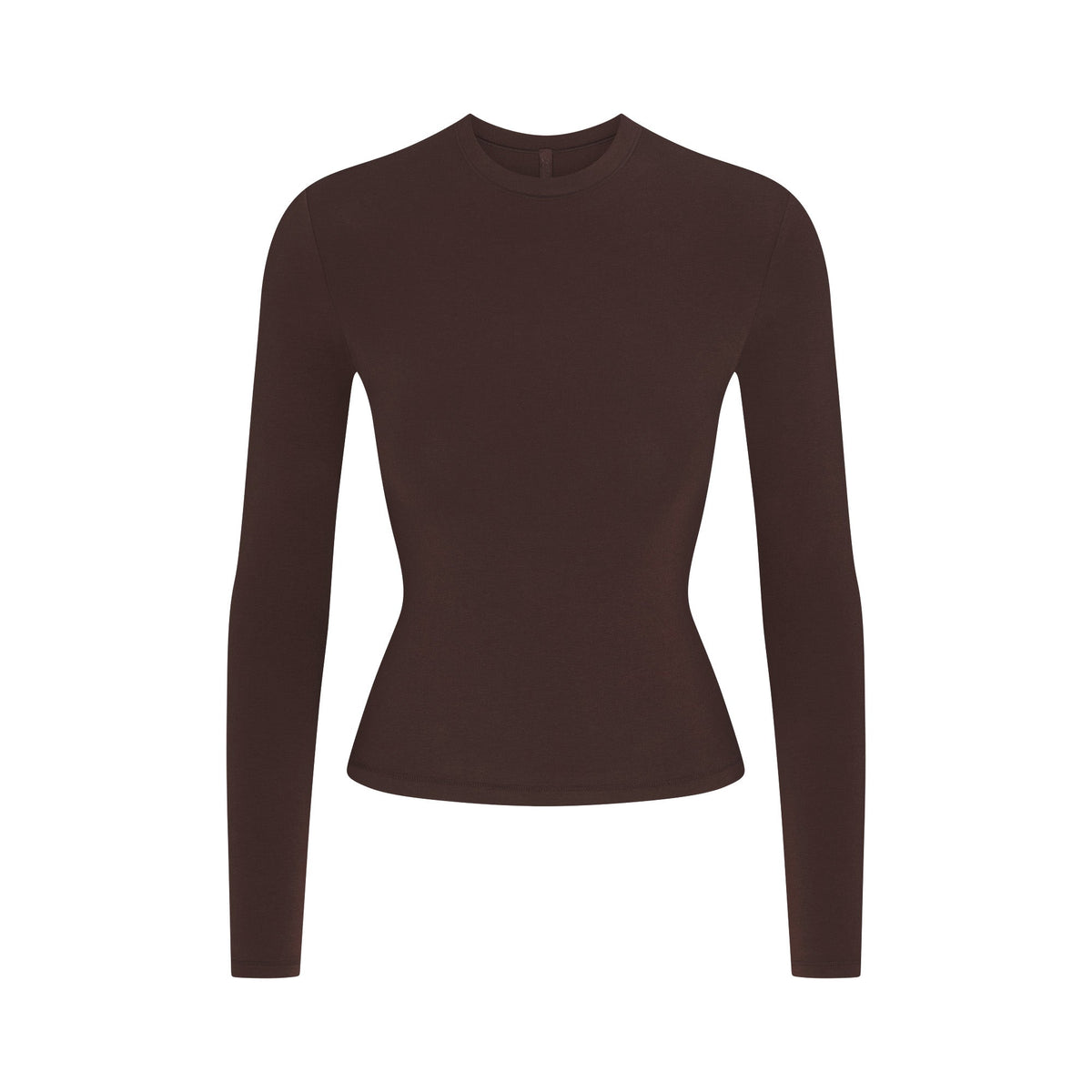 COTTON JERSEY LONG SLEEVE T-SHIRT | ESPRESSO FLAT ON A WHITE BACKGROUND | FLT