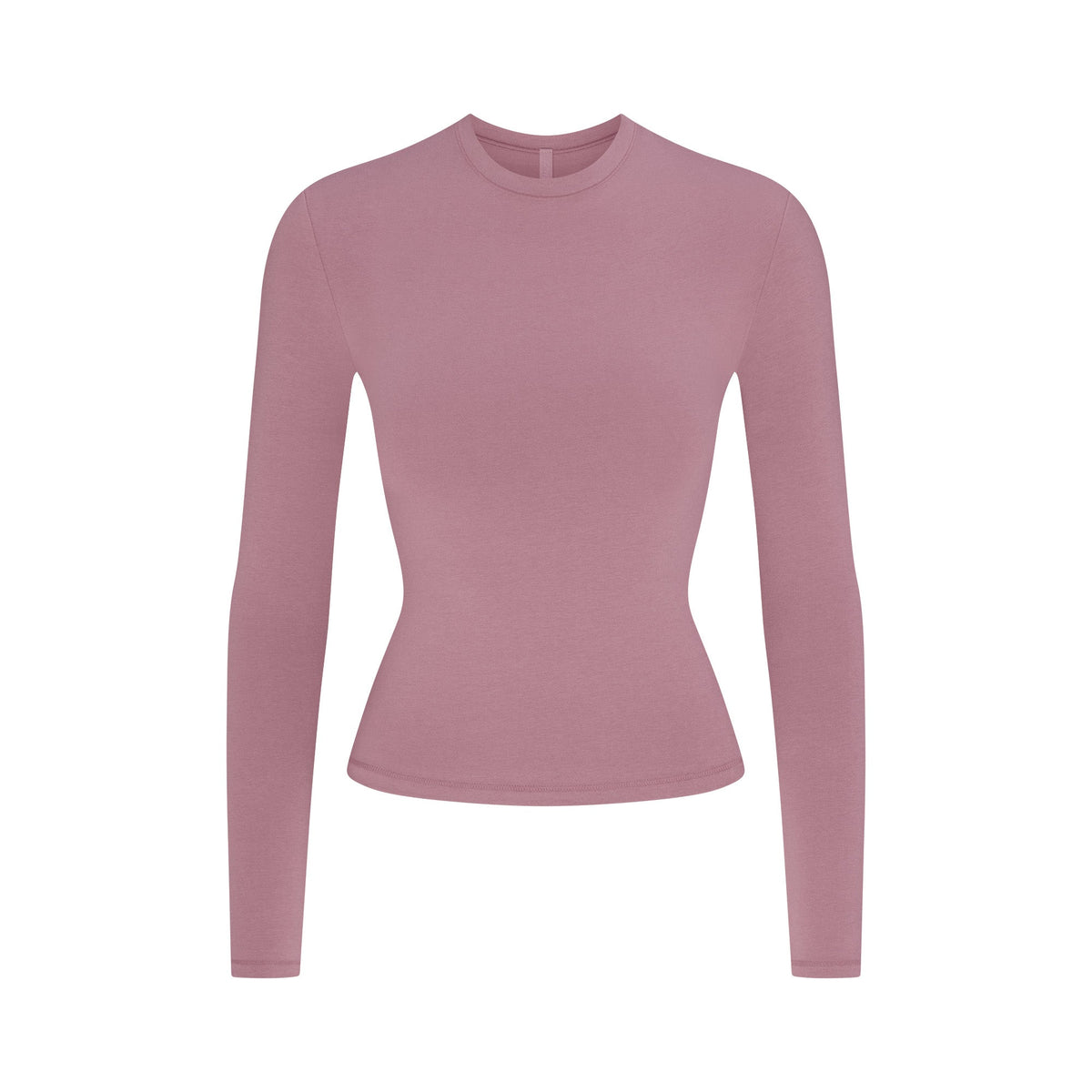 COTTON JERSEY LONG SLEEVE T-SHIRT | MUTED MAUVE FLAT ON A WHITE BACKGROUND | FLT