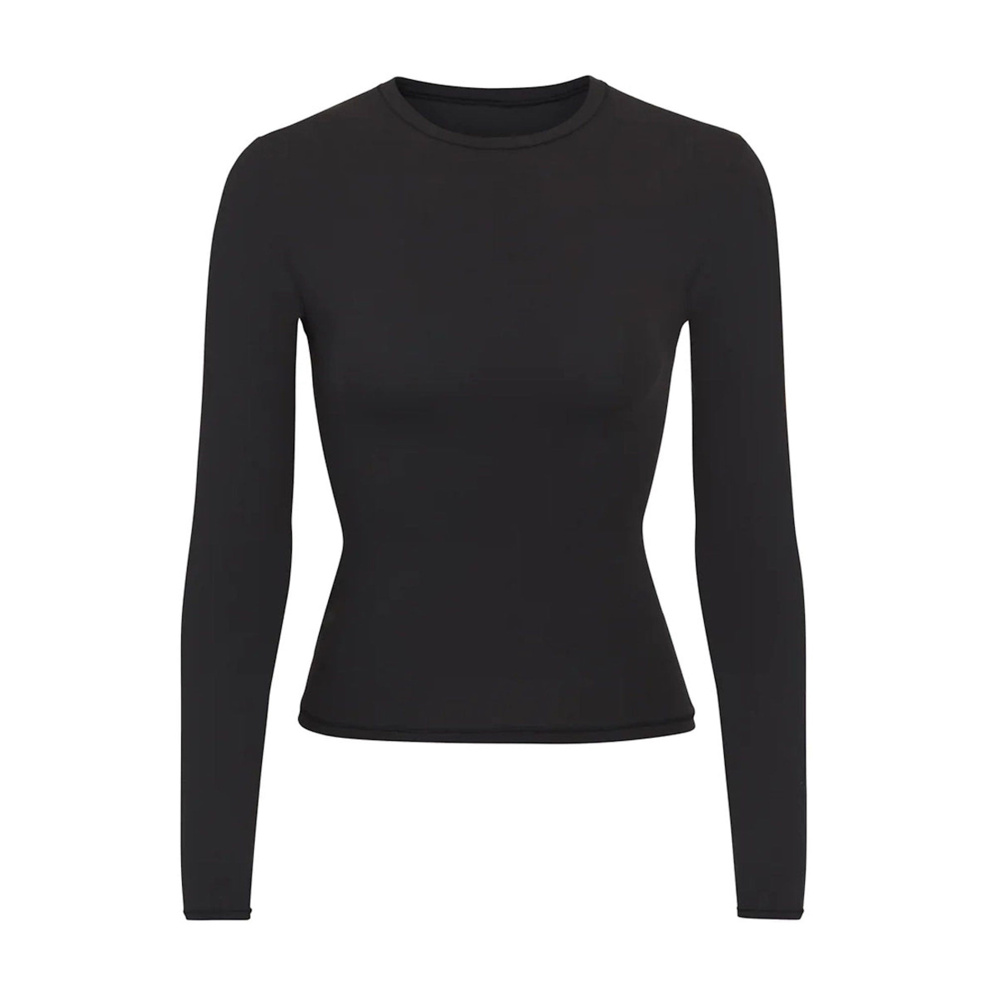 FITS EVERYBODY LONG SLEEVE T-SHIRT | ONYX (LONG SLEEVE T-SHIRTS, TOPS) LAYS FLAT ON A WHITE BACKGROUND | FLT