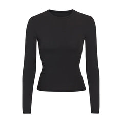 FITS EVERYBODY LONG SLEEVE T-SHIRT | ONYX (LONG SLEEVE T-SHIRTS, TOPS) LAYS FLAT ON A WHITE BACKGROUND | FLT